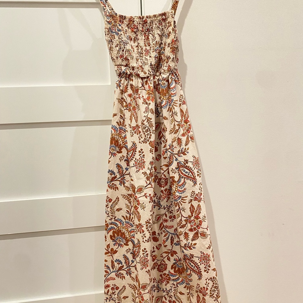Old Navy Cream and Brown Floral Maxi Dress